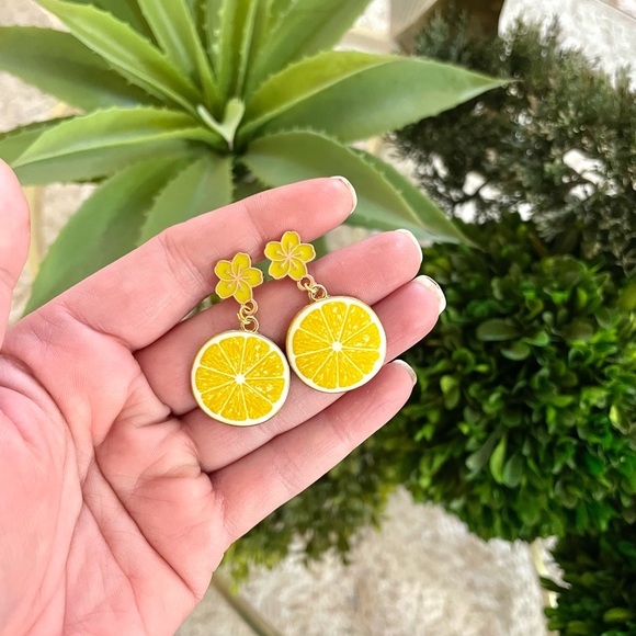 Floral Lemon Dangle Earrings - Picture 5 of 6